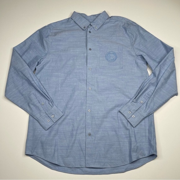 WESC Button Shirt Oden LS Oxford Unisex Long Sleeve Regular Fit Blue Cotton New - Picture 3 of 16